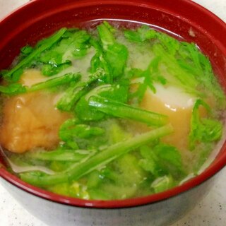 牛蒡天と菊菜の味噌汁
